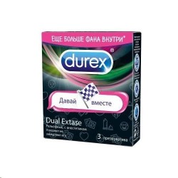 Презервативы, Durex (Дюрекс) 3 шт Дуал экстаз эмоджи (рельефные с анестетиком)